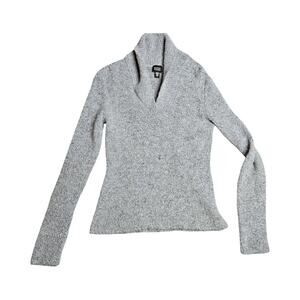 Eileen Fisher Women Sweater Blue Grey Shawl Collar Pullover Wool Cashmere Small